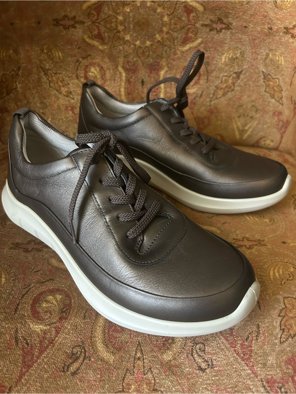 HOTTER star dark pewter std fit leather trainer style shoe Size 8